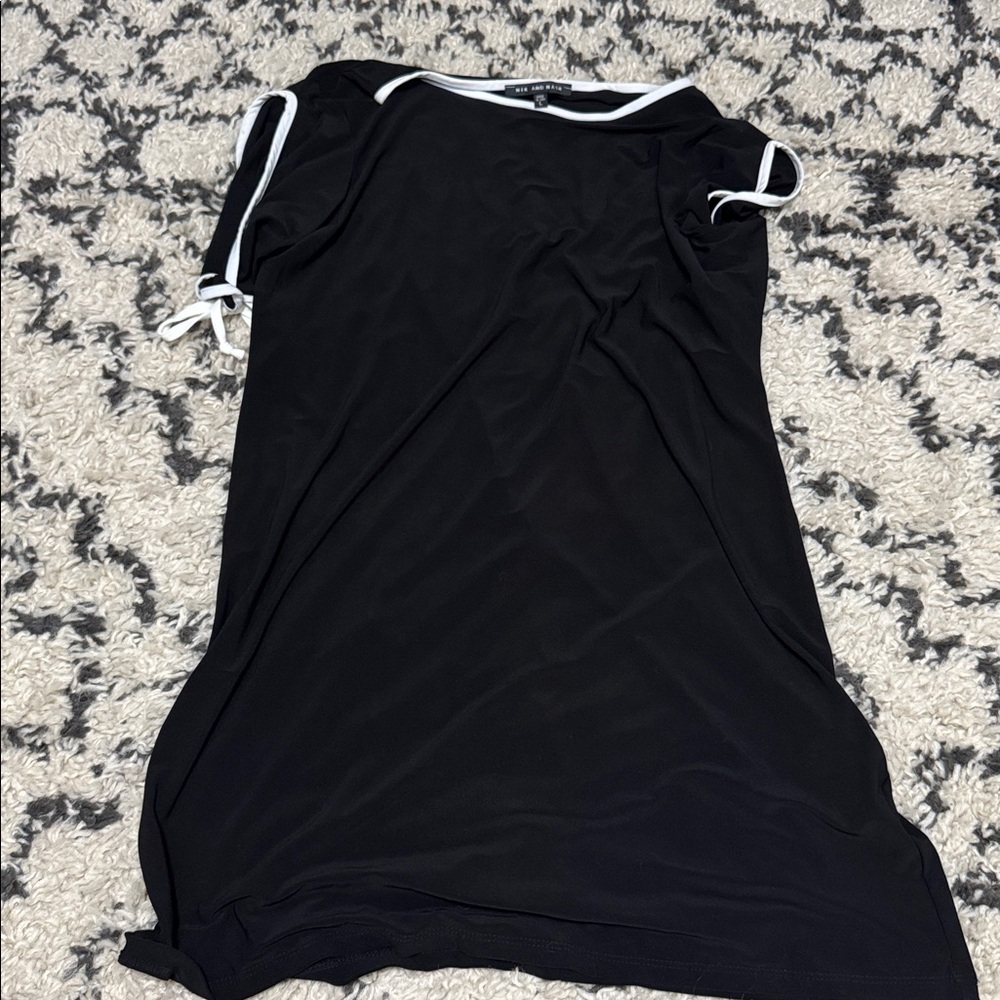 Elegant Black Mini Dress with White Accents